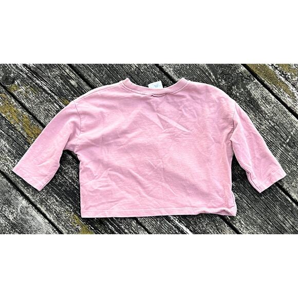 Zara‎ Baby Girl Mauve London UK Graphic Long Sleeve Tee 6-9M 74cm Cotton - Picture 2 of 5
